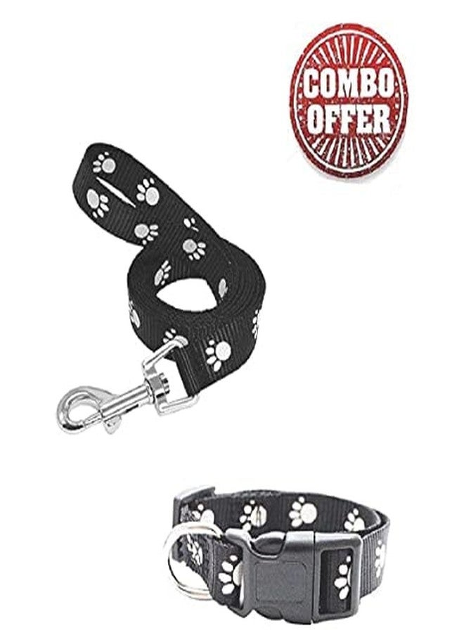 Pups&Pets طقم طوق ومقود قابل للتعديل من Pups&Pets مقاس 15 مم، مصنوع من النايلون المطبوع عليه شكل مخلب، مناسب لجميع سلالات الكلاب والقطط والجراء (اللون حسب التوافر). - Image 2